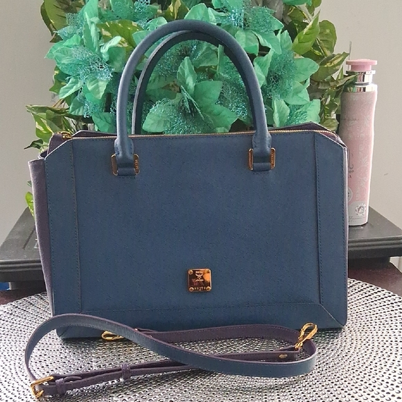 MCM Handbags - MCM Blue and Purple Satchel with Stap. EUC